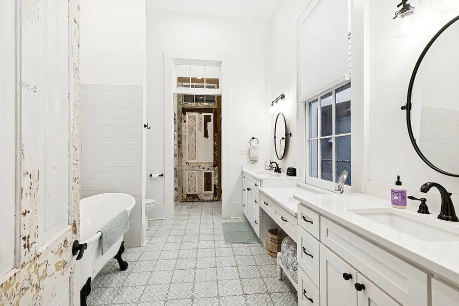 Jack & Jill bathroom with shower and separate soaking tub