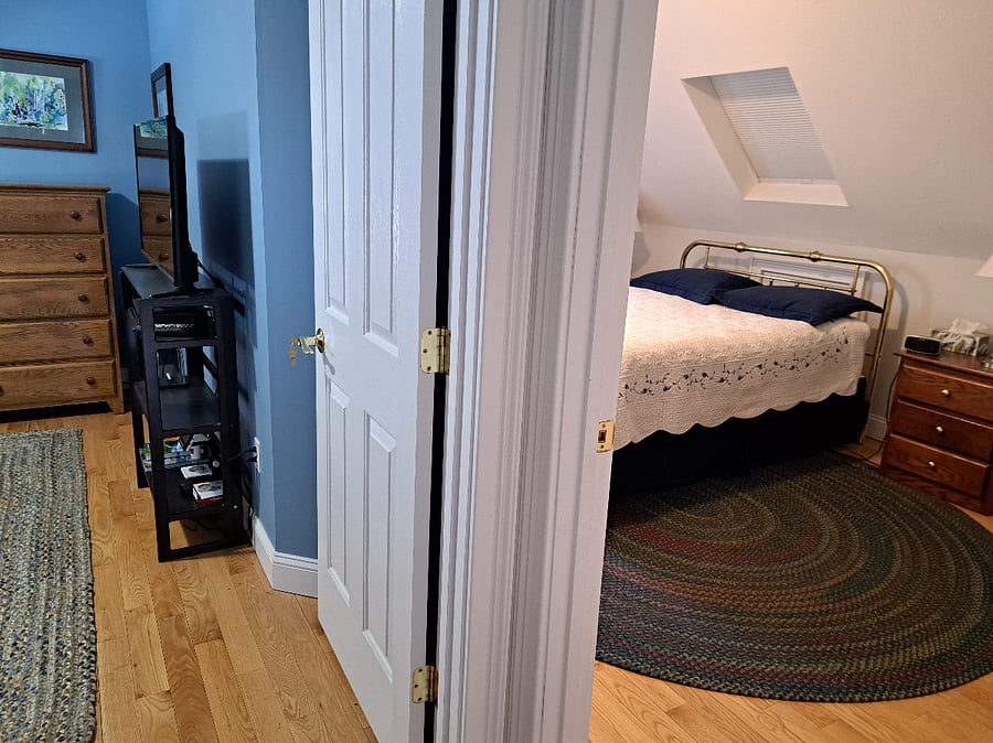 den and bedroom, both with keyed doors