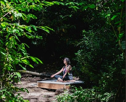 Yoga and meditation platform fits 2.  Cushions are provided