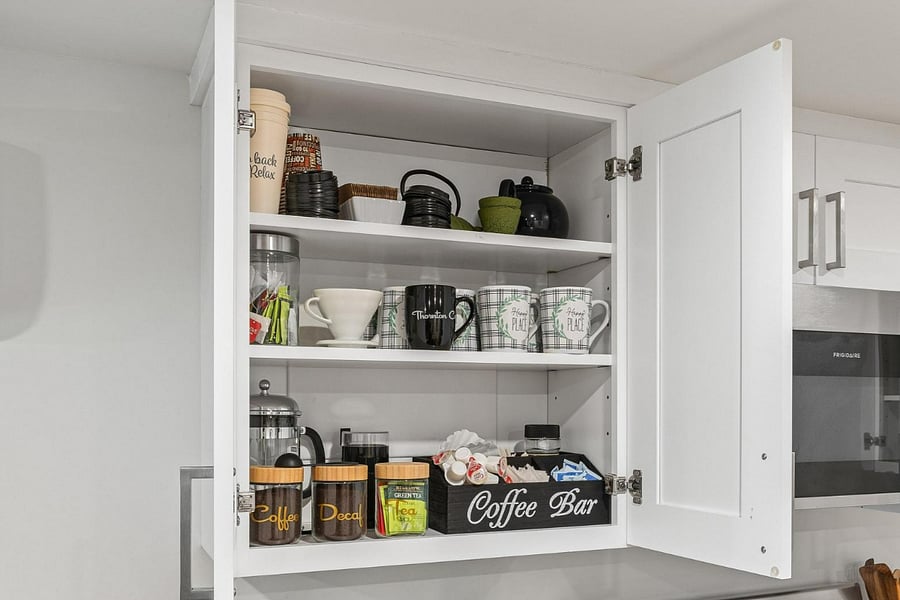 - Coffee Bar with drip, pour over and french press for  coffee lovers.  
- If you prefer a Keurig we have that too! 
- We have many tea choices, teapot, and an electric tea kettle that heats in seconds.