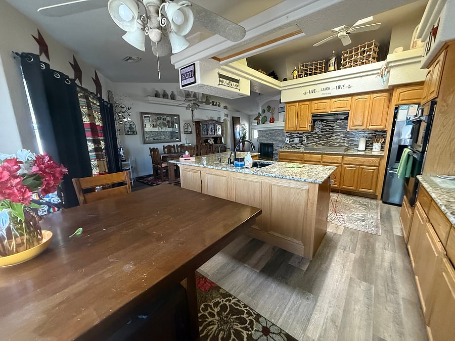 View from back of kitchen towards front doorW