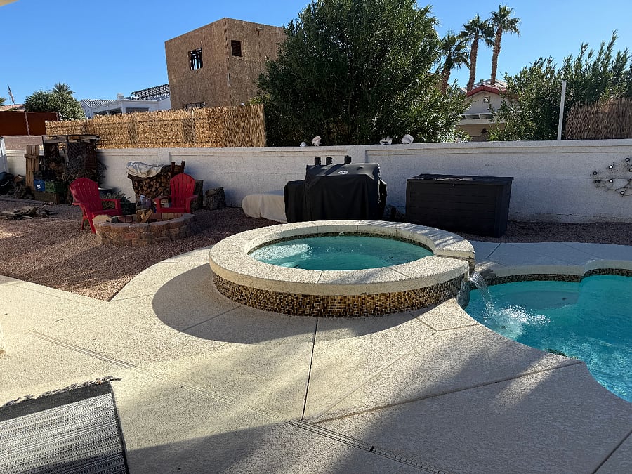 Backyard Fire Pit and Hot Tub