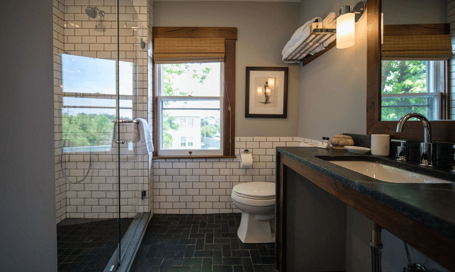 Full Bathroom upstairs with large shower.