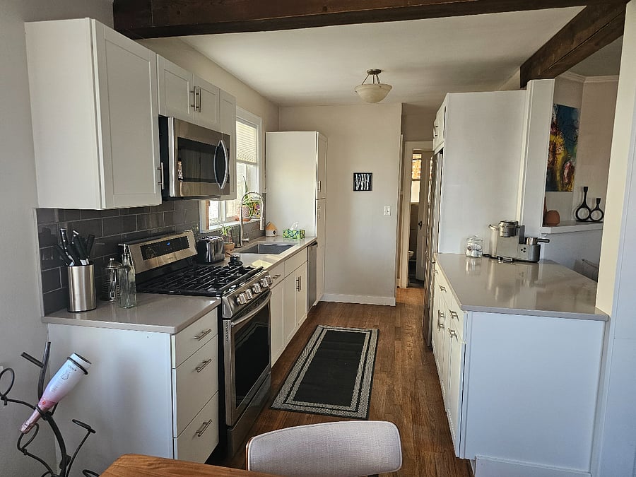newly remodeled kitchen with gas stove