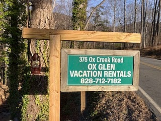 This a front sign along Ox Creek Road, identifying our property.