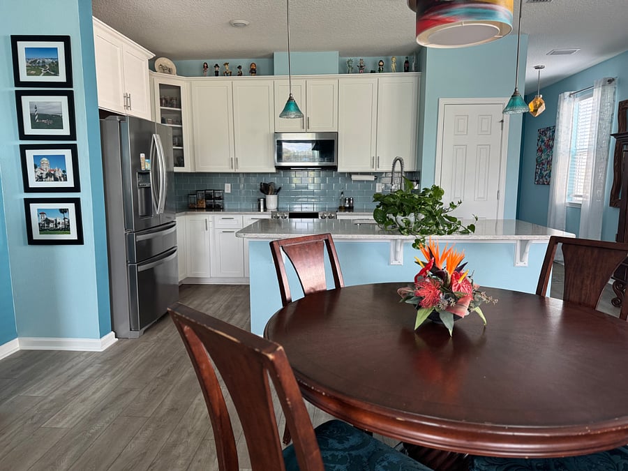 Kitchen from dining table.
