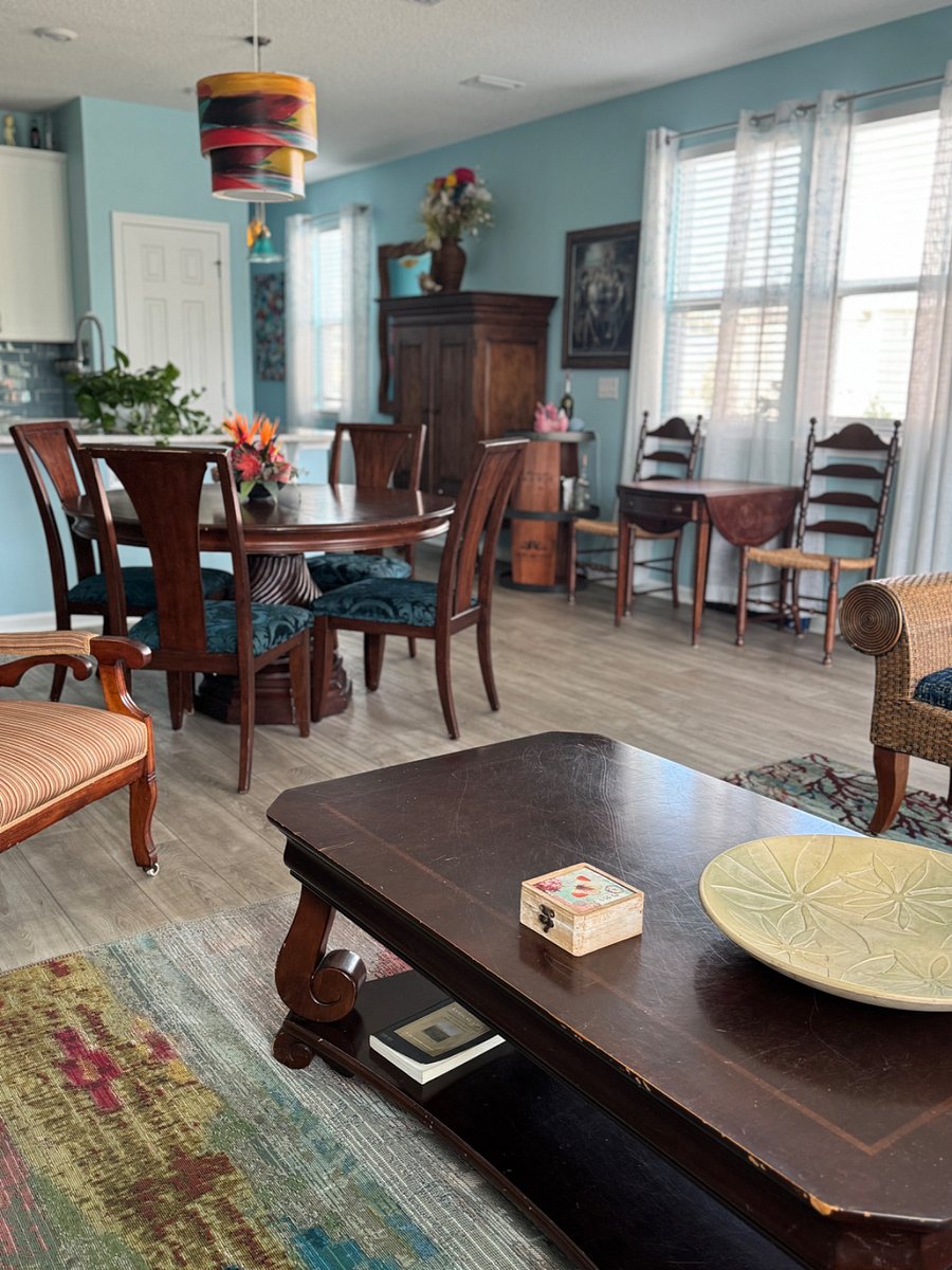 Great Room Looking toward kitchen from sliders.