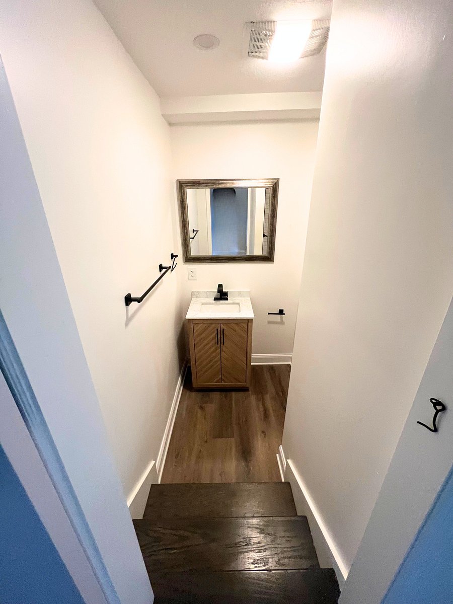 Modern minimalist finish white bathroom sink.