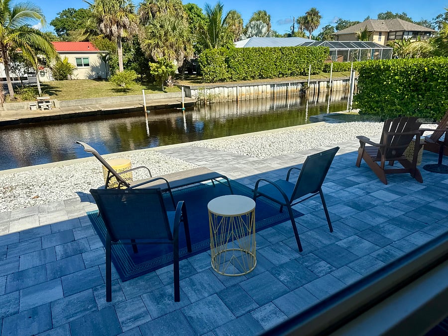 River/canal views from the back patio