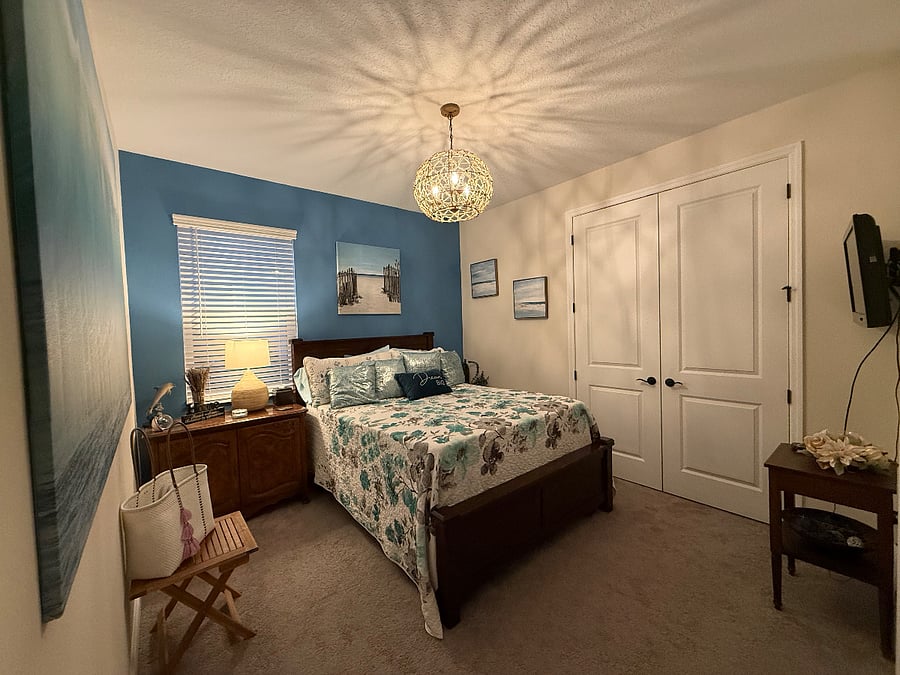 Enjoy a beach vibe private bedroom with large closet.