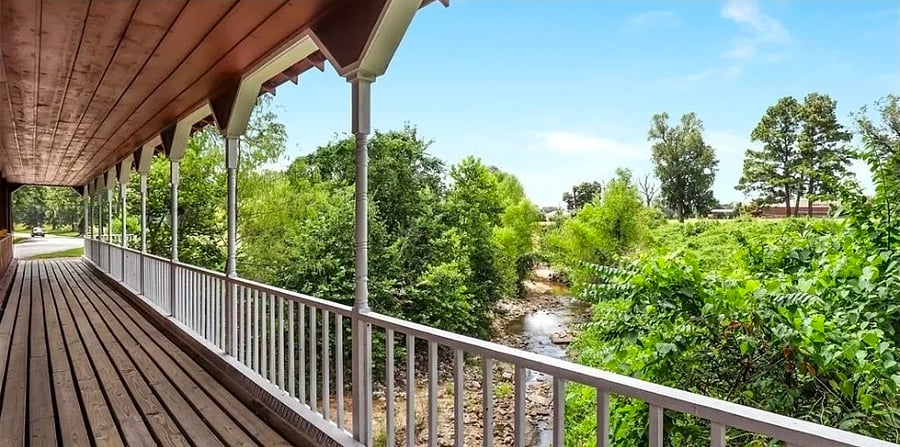 walking trails in this peaceful neighborhood take you over the bridge
