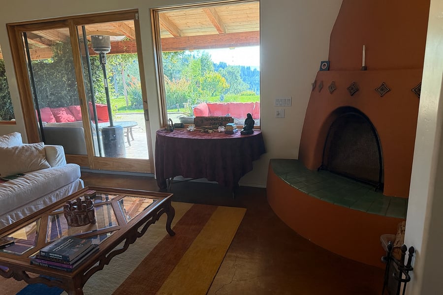 Living room with fireplace