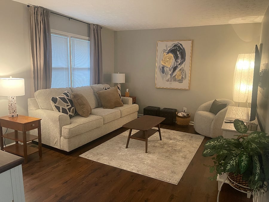 Clean and comfortable living space all newly updated with new furnishings and accessories.