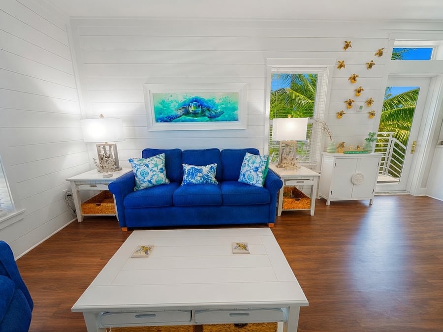 Blue sofa living area