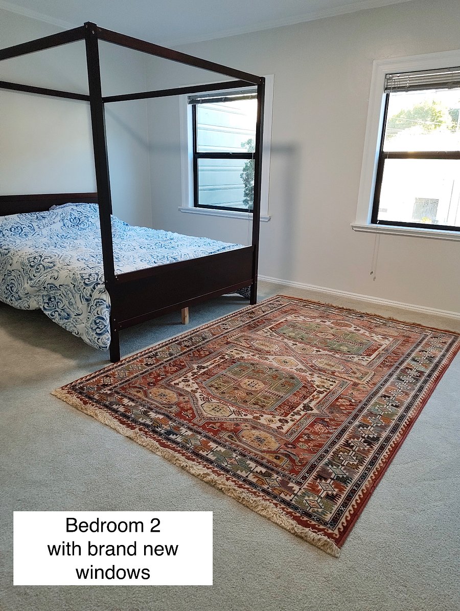 Bedroom 2 with brand new soundproof windows