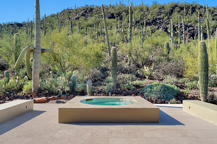 Relaxing spa set along the mountain for beautiful saguaro-filled views or evening stargazing.