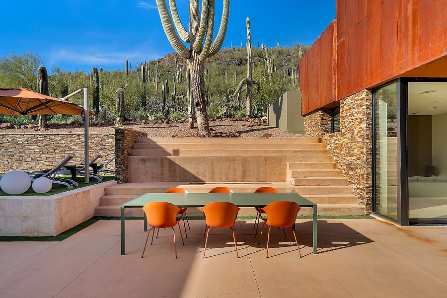 Outdoor dining patio positioned for long lunches, sunset dinners, and gatherings under the open sky.