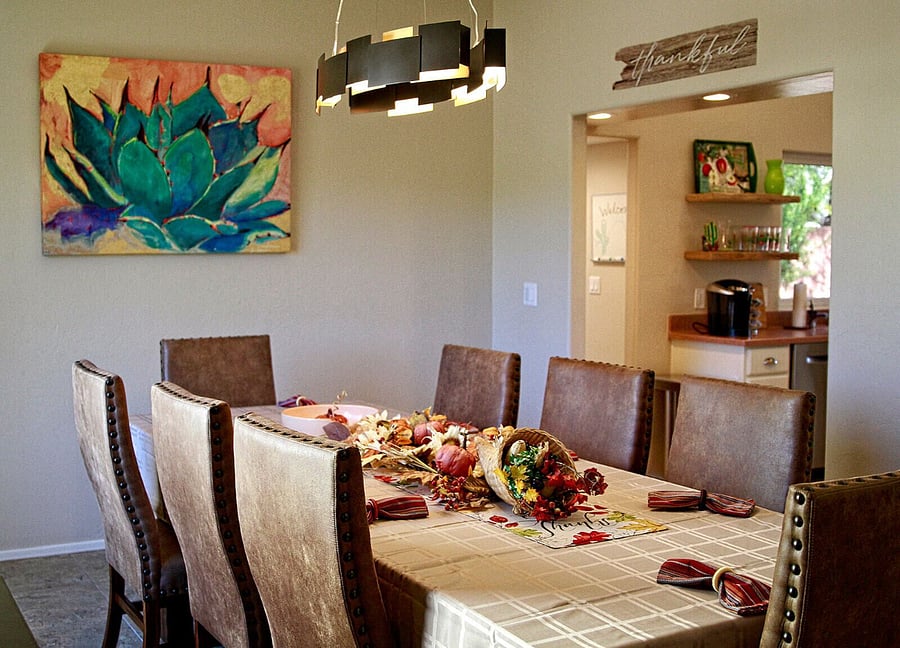 Dining area into kitchen