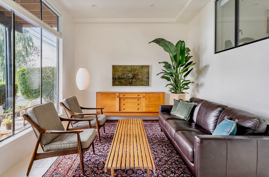 Living room area with Samsung frame art TV