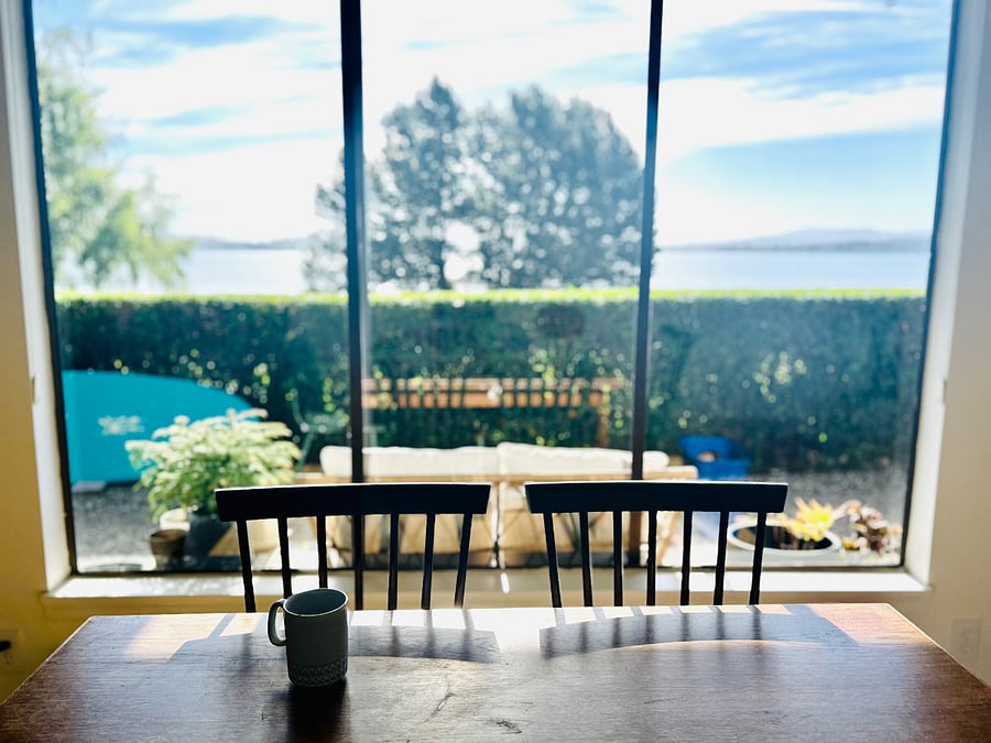 Morning sunshine in the dining area.