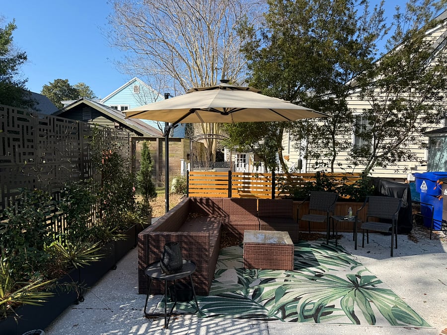 Private fenced outdoor backyard
