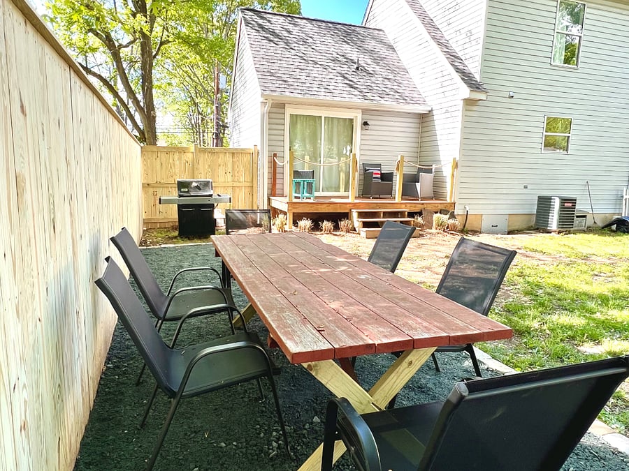 Backyard with dining table