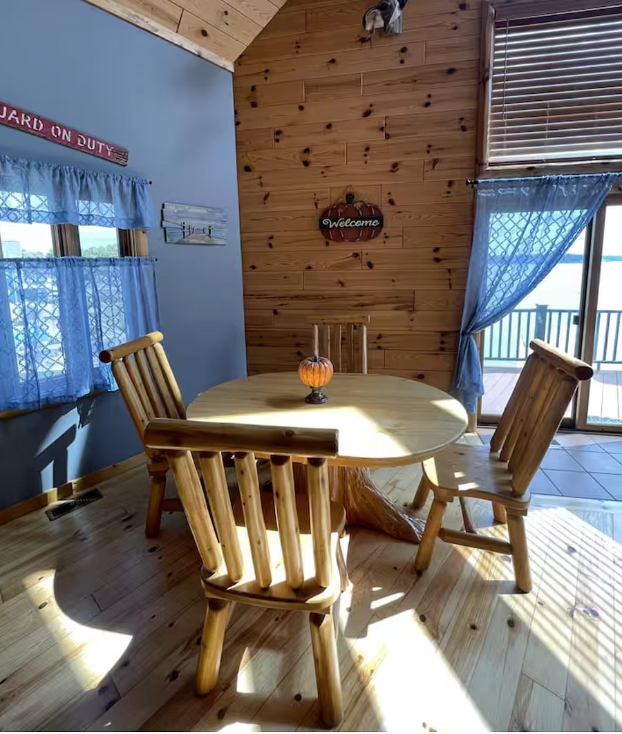 Dining area overlooking the water.