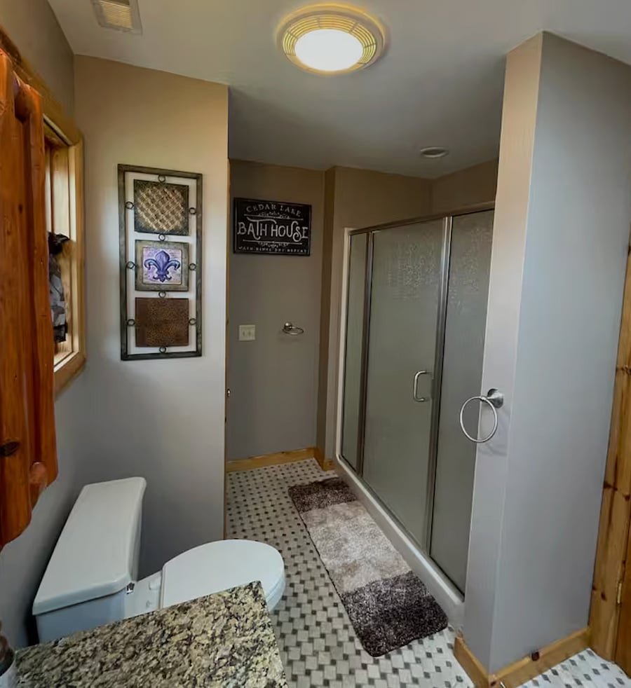 Primary bath with walk-in shower.