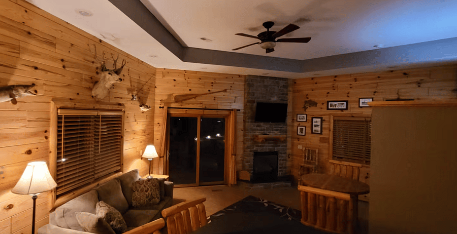 Additional lower-level lounge and entertainment space.