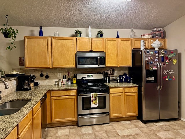 Kitchen - Microwave, fridge, gas stove with basic cookware (no dishwasher)