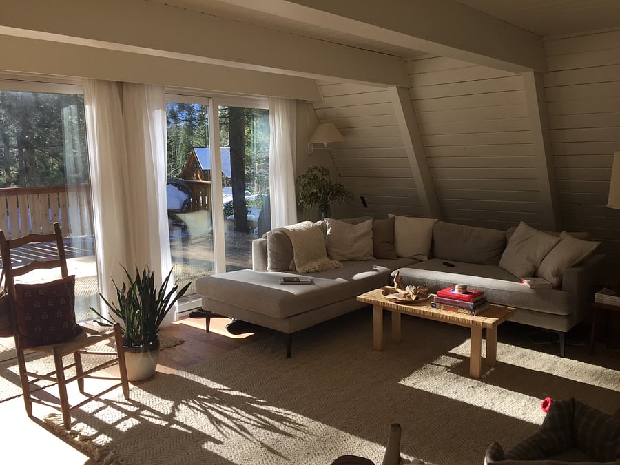 South-facing living room is filled with natural light