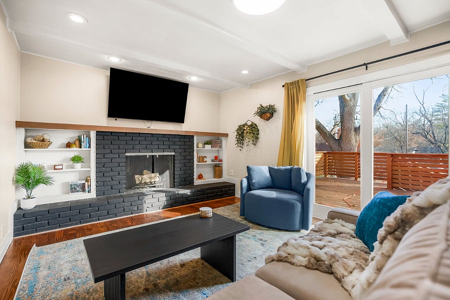 Family room with queen sleeper sofa