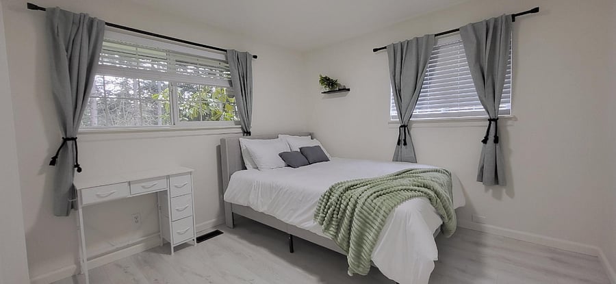 Room with Ashley Queen size bed, desk and a chair (no updated photo w/chair yet, Inventory items including a chair)