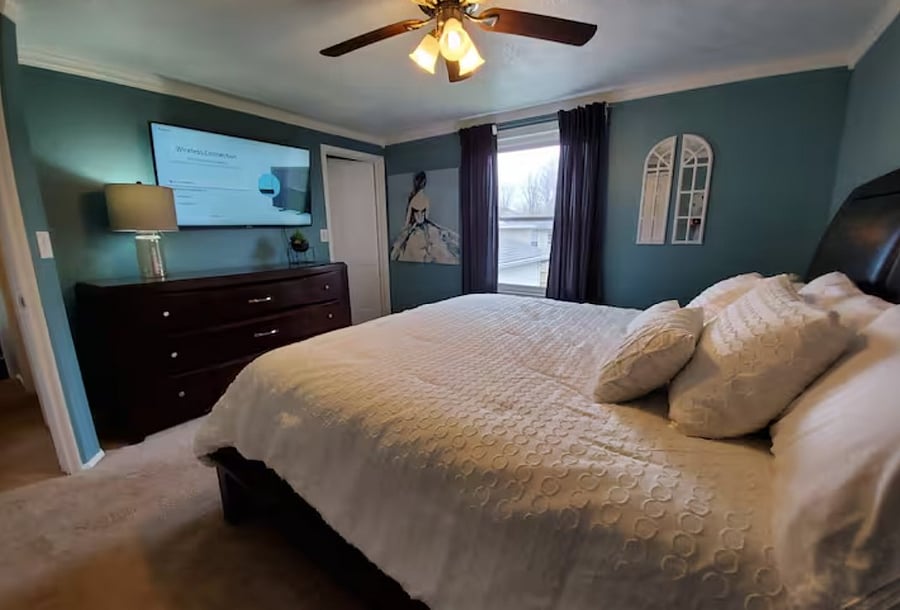 Primary bedroom with comfortable king bed