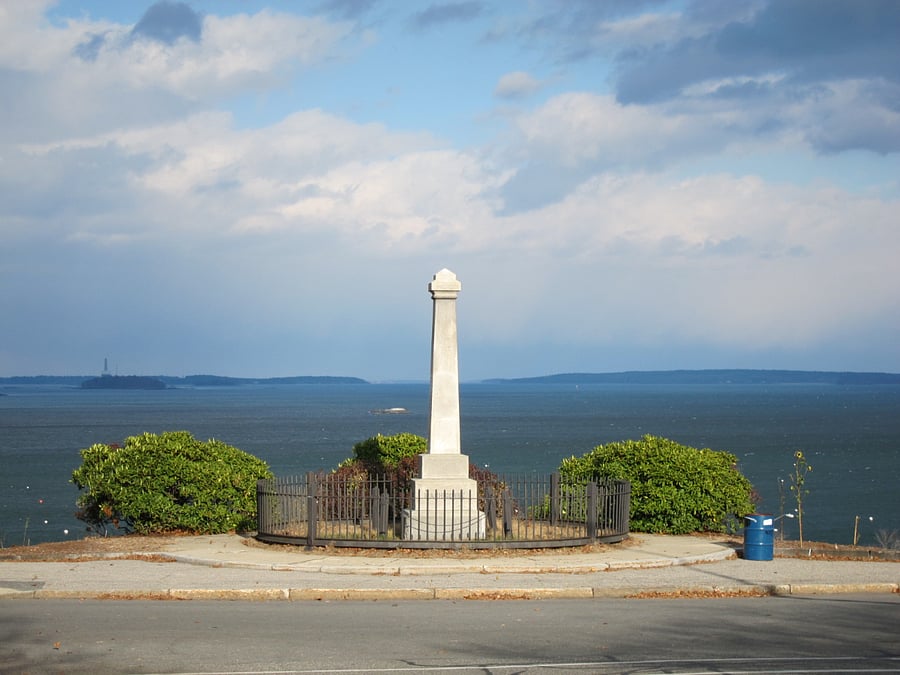 Monument at end of Congress and Eastern Prom, overlooking Casco Bay and adjacent islands.