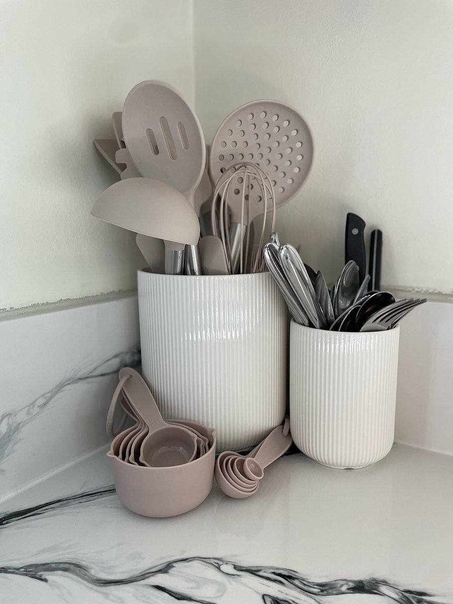 Kitchen utensils, silverware, plates, bowls, cups, mugs, pots, pans, tupperware.