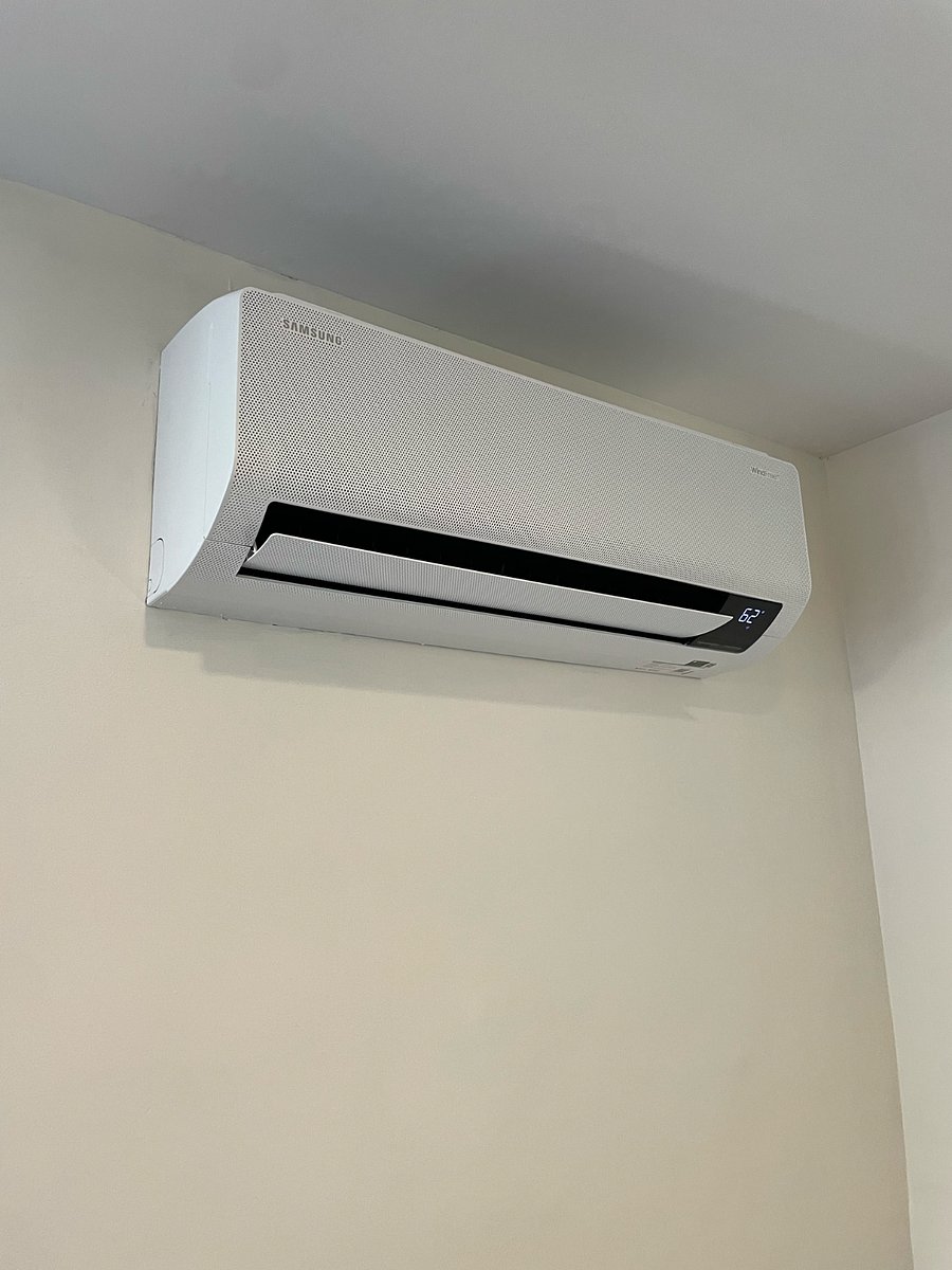 Quiet, mini-split heating and cooling with remote control.