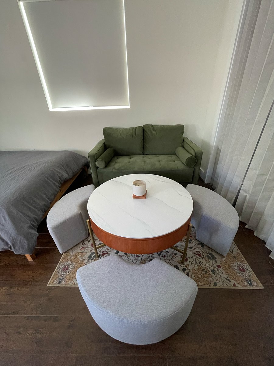 Three low-profile chairs.