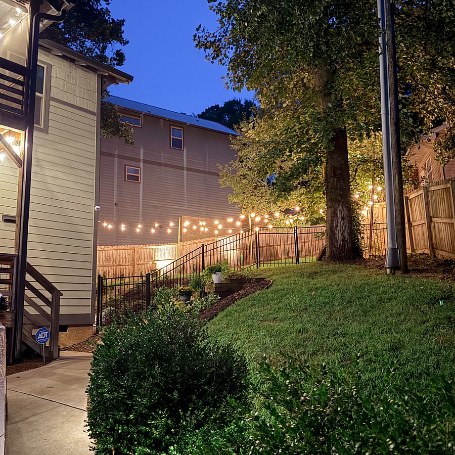 outdoor dusk/nighttime lighting on timer & exterior security camera with night vision