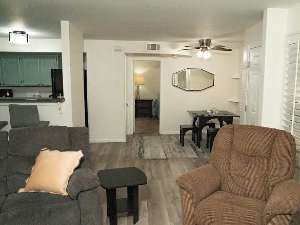 Living room looking into Master bedroom