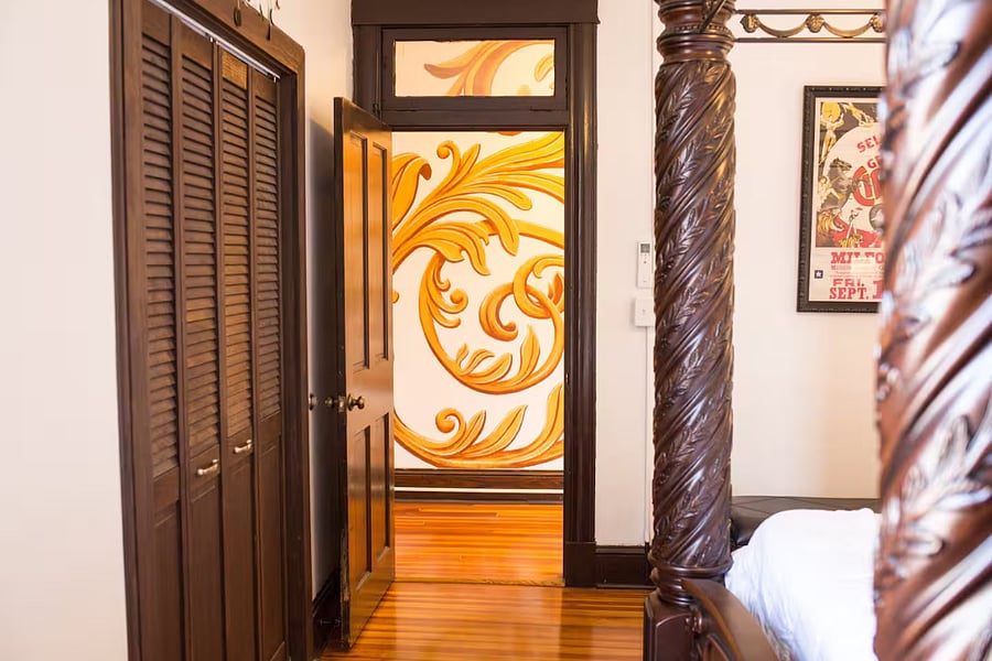 The bedroom closet houses a Twin Roll-Away bed as well as extra Pillows