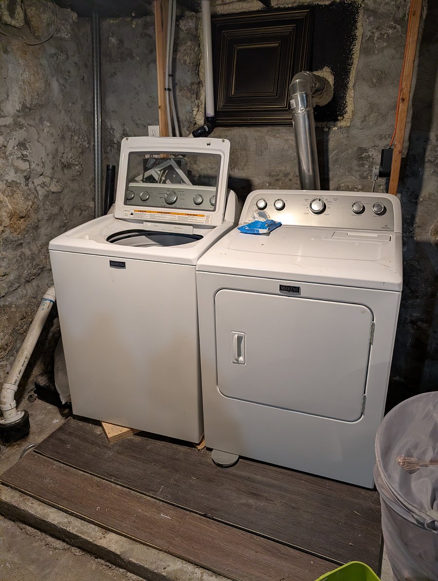 Large capacity washer and dryer in basement