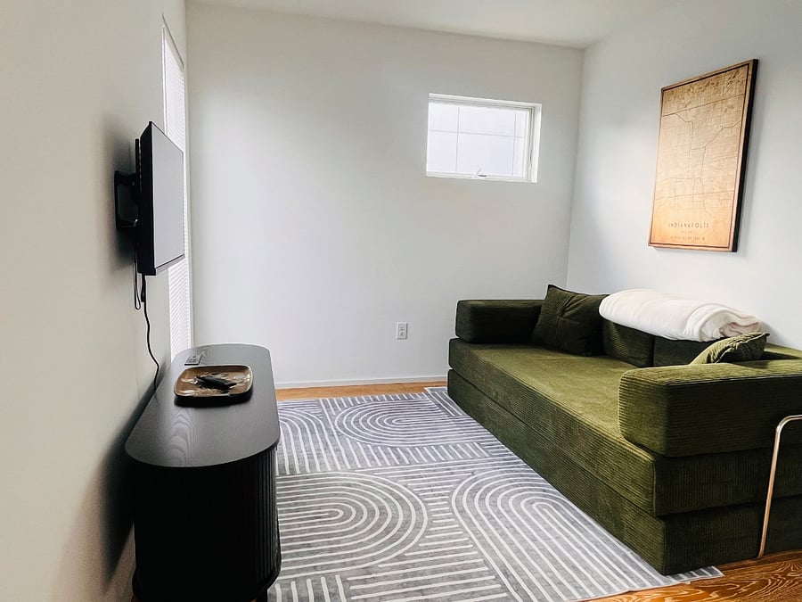 Loft area with smart TV and sofa bed that sleeps 2 comfortably