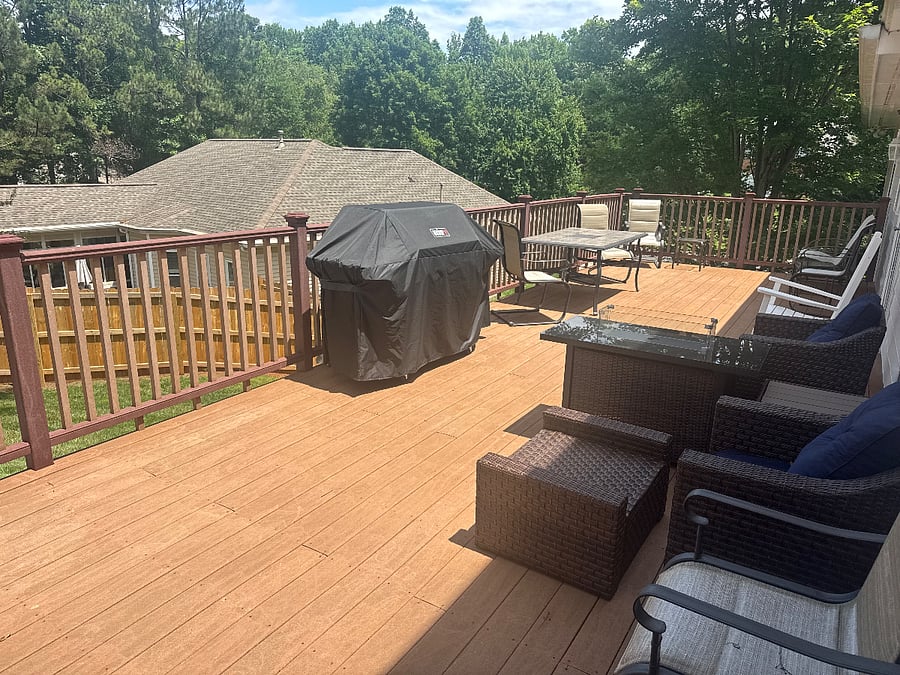 Back deck that leads to your apartment door, but us available for your use as well.