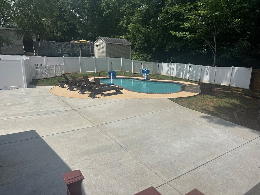 Pool that you have access to. Completely fenced in.