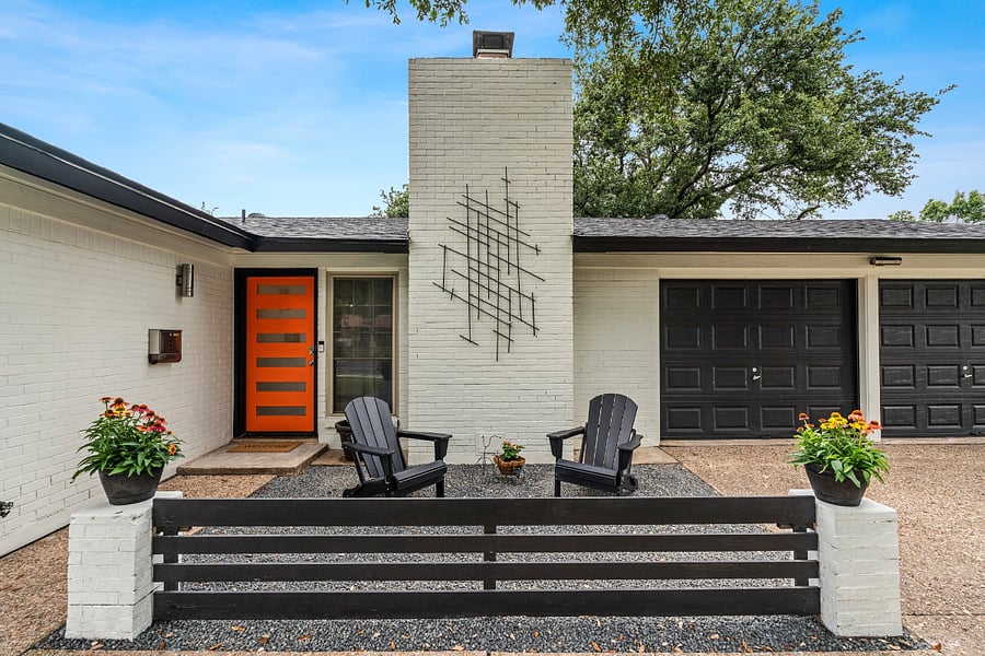 Front of house with electronic lock