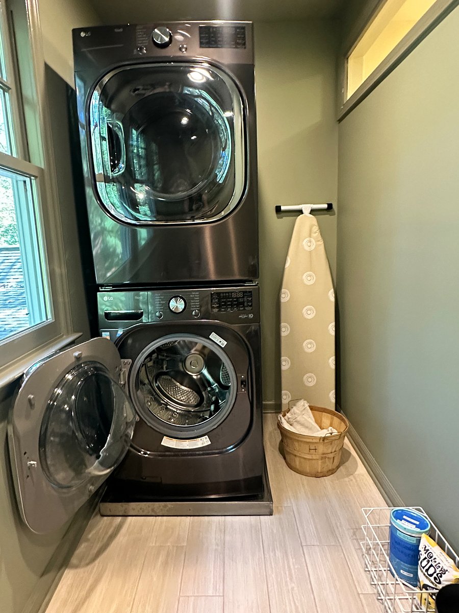 Full laundry stack on the second floor.