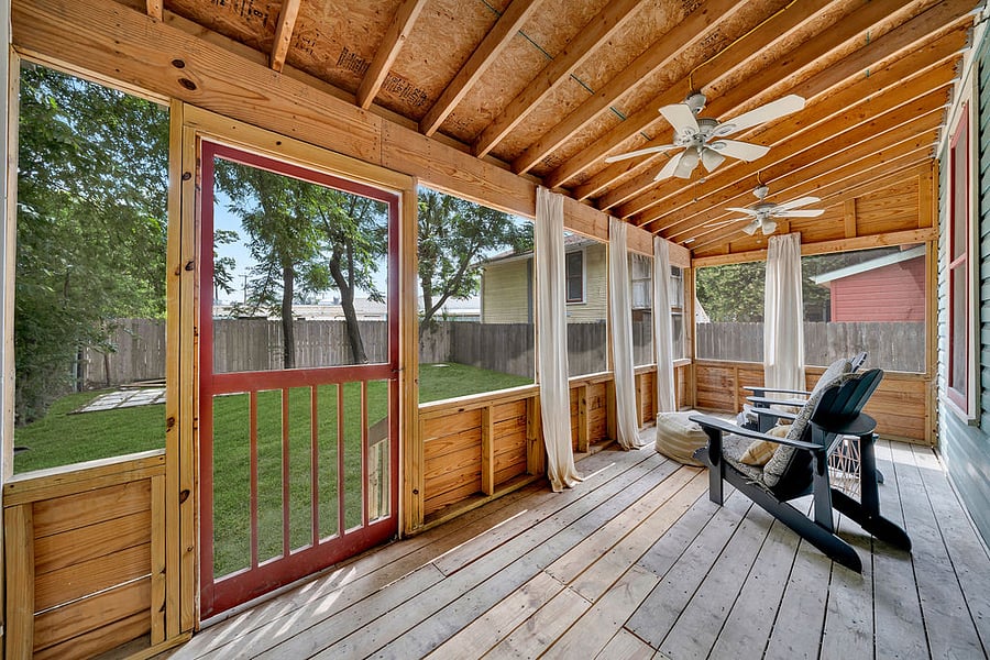 The back porch is a great place to relax with a morning cup of coffee or ab evening cocktail.