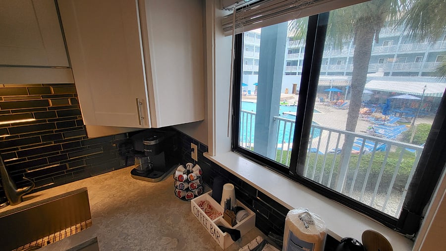Kitchen view of pool 