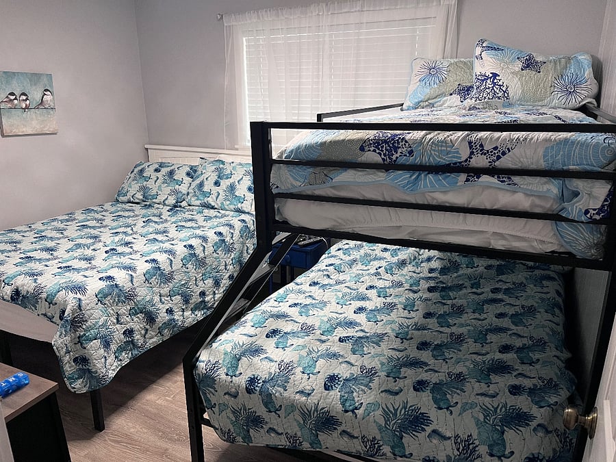 Second bedroom twin over full size bunk bed and full size bed